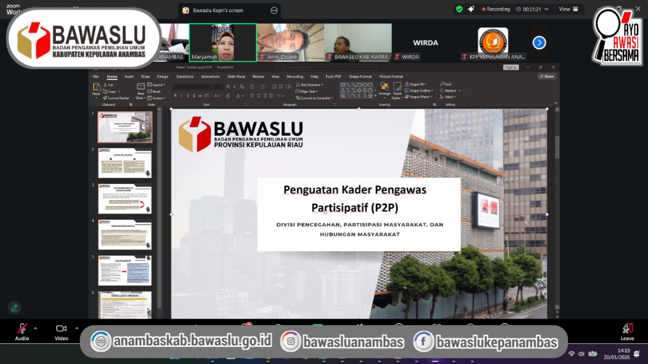 Kordiv HP2H Bawaslu Anambas Hadiri Kegiatan Pembinaan dan Penguatan Kader Pengawas Partisipatif Bawaslu Kepri