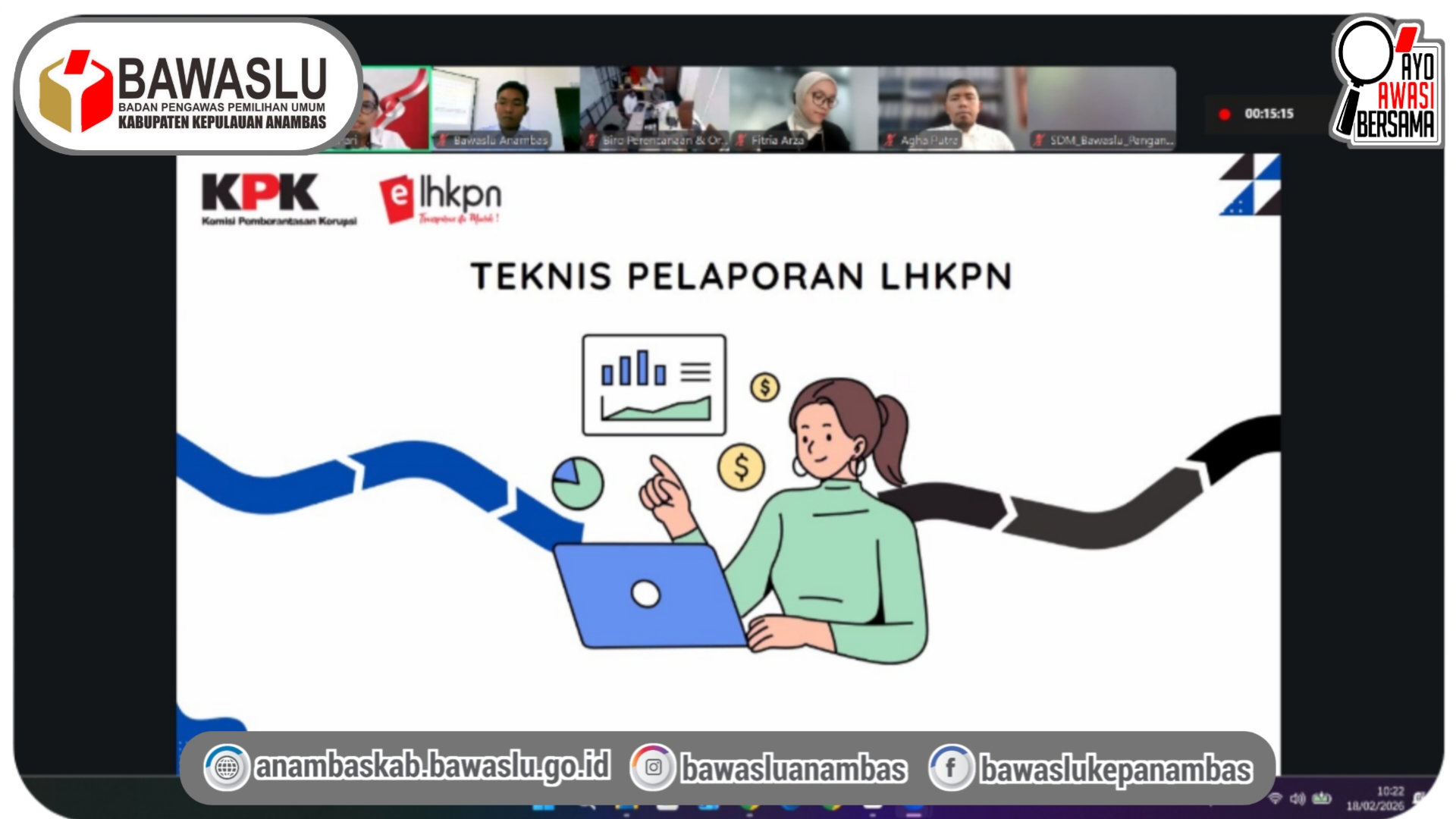 Bawaslu Anambas Hadiri Rakor Daring Percepatan Pelaporan LHKPN Tahun 2025