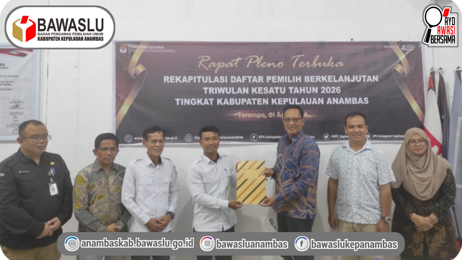 Kawal Hak Pilih Masyarakat, Bawaslu Anambas Awasi Langsung KPU Anambas Saat Pleno Rekapitulasi DPB Triwulan I Tahun 2026