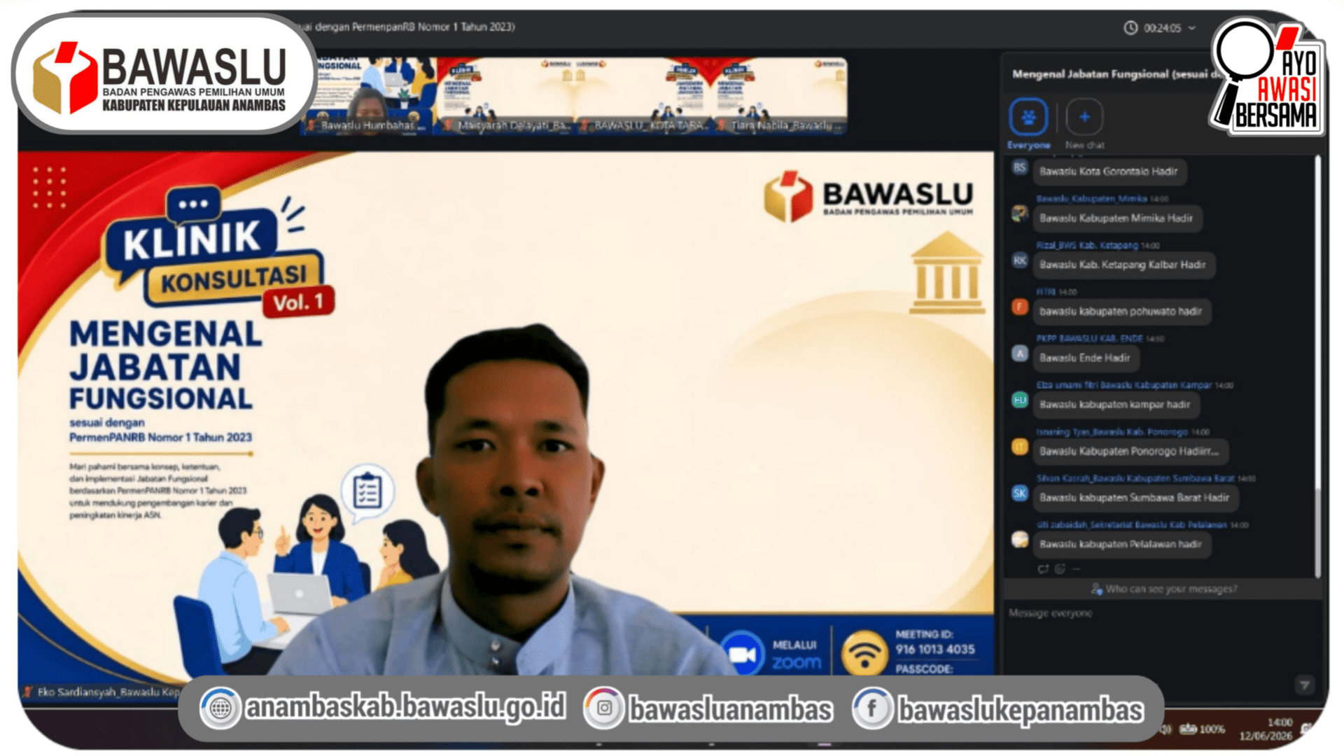 Tingkatkan Profesionalisme Aparatur, Bawaslu Kepulauan Anambas Ikuti Klinik JF Terkait Permenpan-RB Nomor 1 Tahun 2023