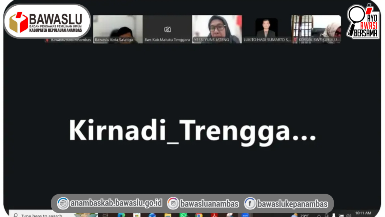 Sekretariat Bawaslu Kepulauan Anambas Ikuti Rapat Verifikasi Bukti Dukung Pembentukan UKM Secara Daring