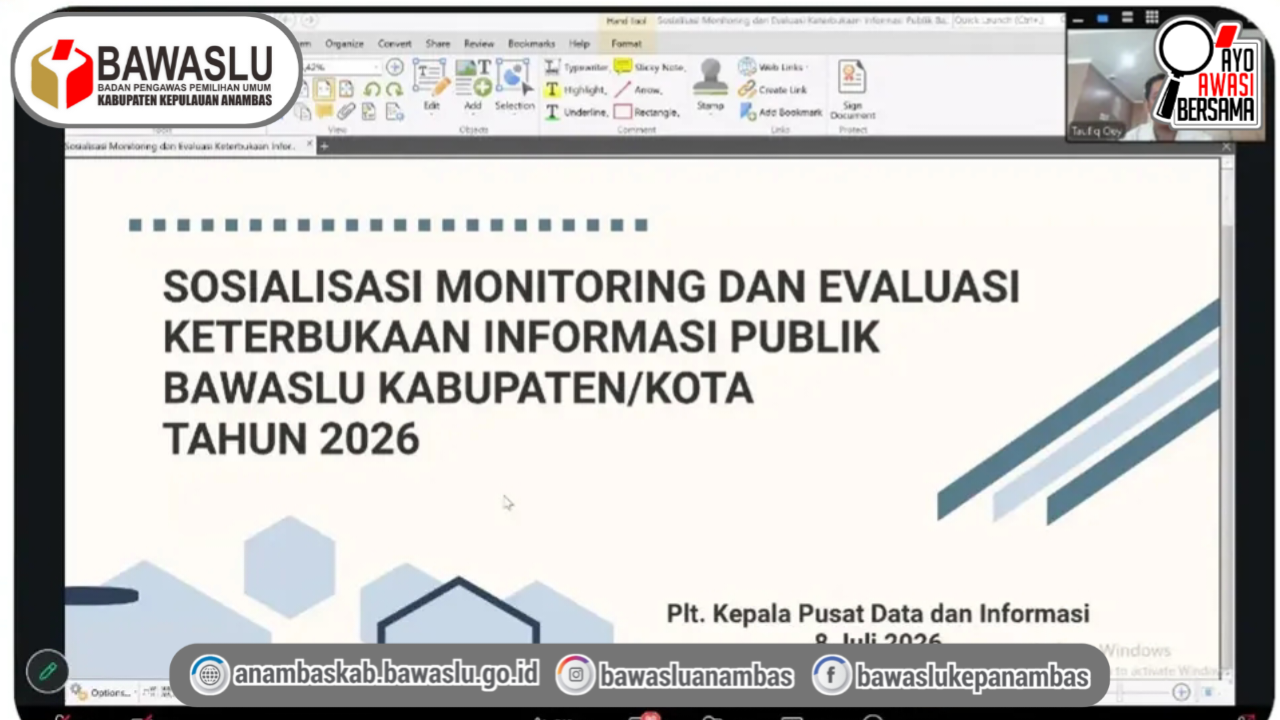 Bawaslu Anambas Ikuti Sosialisasi Monev Keterbukaan Informasi Publik Tahun 2026 Secara Daring