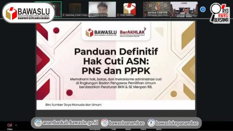 Tingkatkan Akuntabilitas Kinerja Pegawai, Sekretariat Bawaslu Anambas Ikuti Rapat Sosialisasi Juknis Tukin