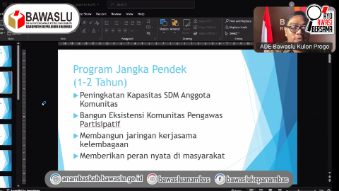 Bawaslu Kepulauan Anambas Gelar Diskusi Daring Penguatan Peran Komunitas Pengawas Partisipatif