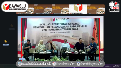 Bawaslu Kepulauan Anambas Ikuti Evaluasi Efektivitas Strategi Pencegahan Pelanggaran Pemilu dan Pemilihan 2024 Secara Daring