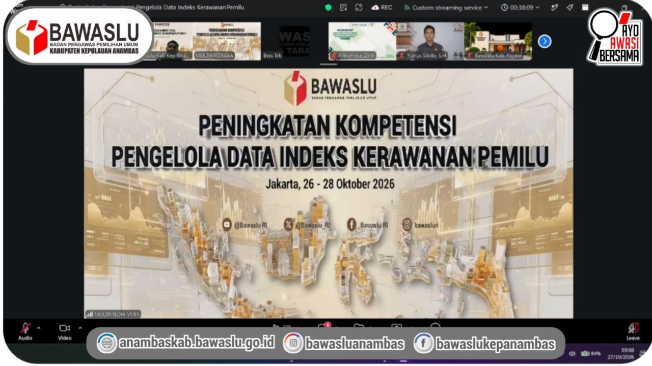 PIC dan Enumerator IKP Bawaslu Kabupaten Kepulauan Anambas Ikuti Peningkatan Kompetensi Pengelola Data Indeks Kerawanan Pemilu (IKP) 2026  